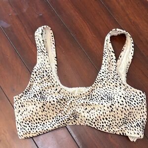 Hollister Cream and Black Spotted Bikini Top animal print